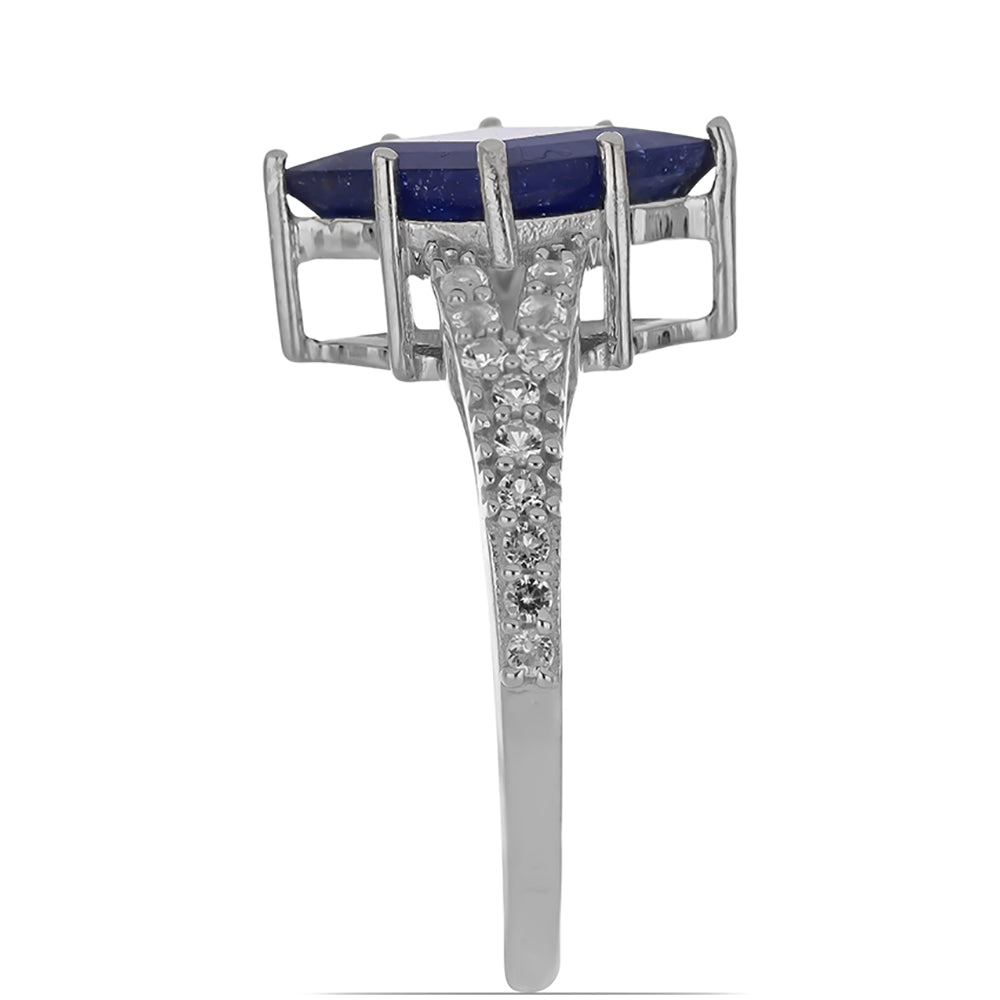 Anillo de Plata con Zafiro Azul Rosebery y Topacio Blanco 4 
