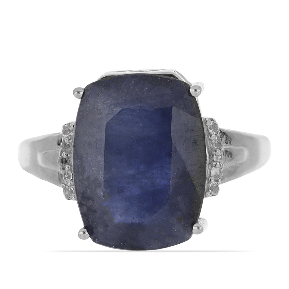 Anillo de Plata con Zafiro Azul Rosebery y Topacio Blanco 1 