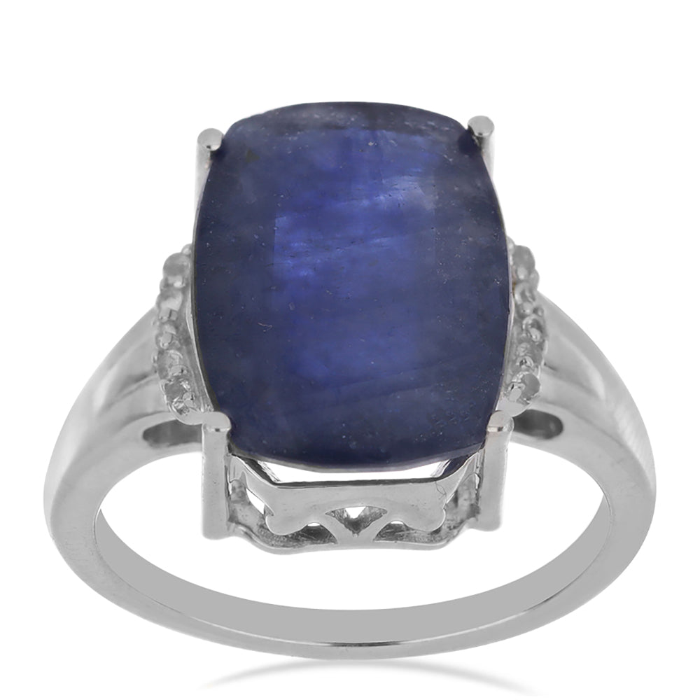 Anillo de Plata con Zafiro Azul Rosebery y Topacio Blanco 3 