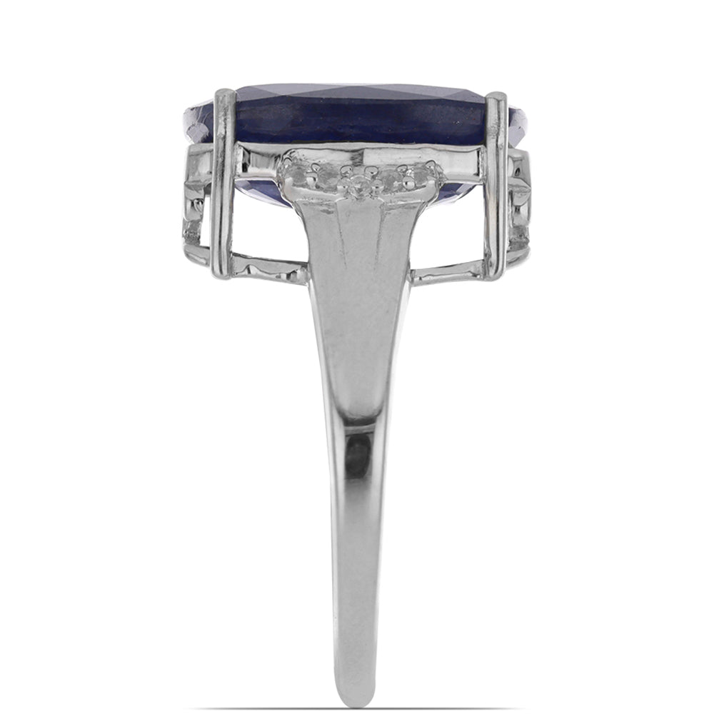Anillo de Plata con Zafiro Azul Rosebery y Topacio Blanco