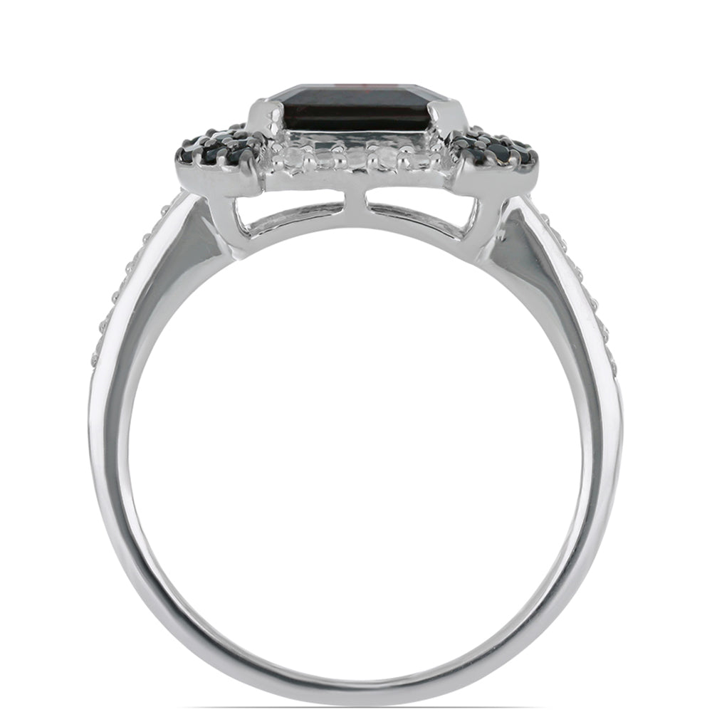 Anillo de Plata con Granate Rodolita de Minas Gerais y Topacio Blanco 2 