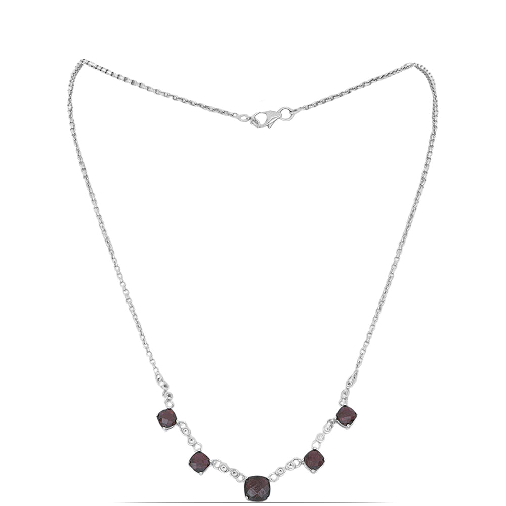 Collar de Plata con Granate Rodolita de Minas Gerais y Topacio Blanco 1 