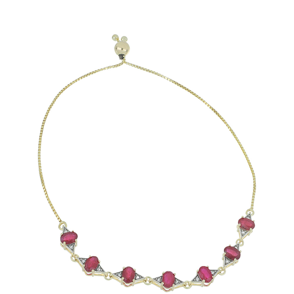 Pulsera de Oro 9K con Rubí de Madagascar y Topacio Blanco 1 