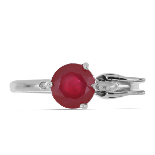 Anillo de Plata con Rubí de Madagascar y Diamante blanco