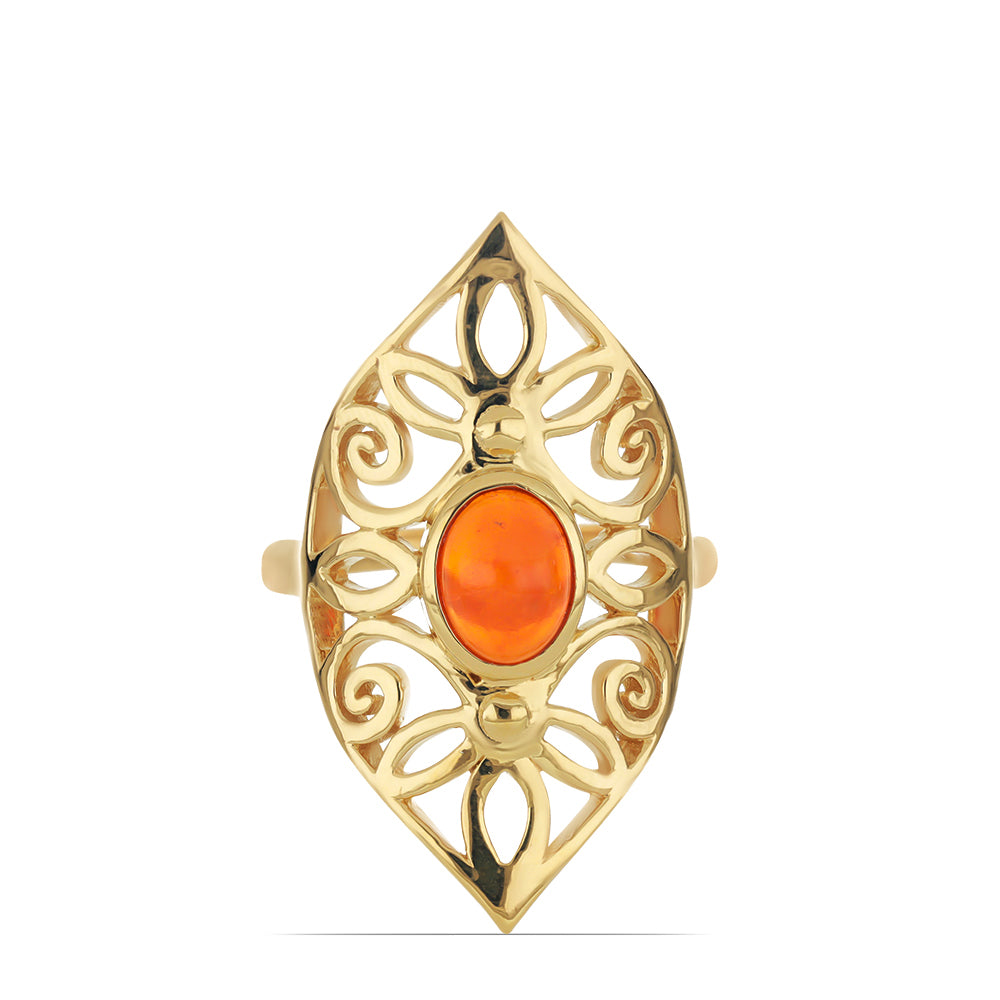 Anillo de Plata Bañada en Oro con Ópalo Naranja de Lega Dembi
