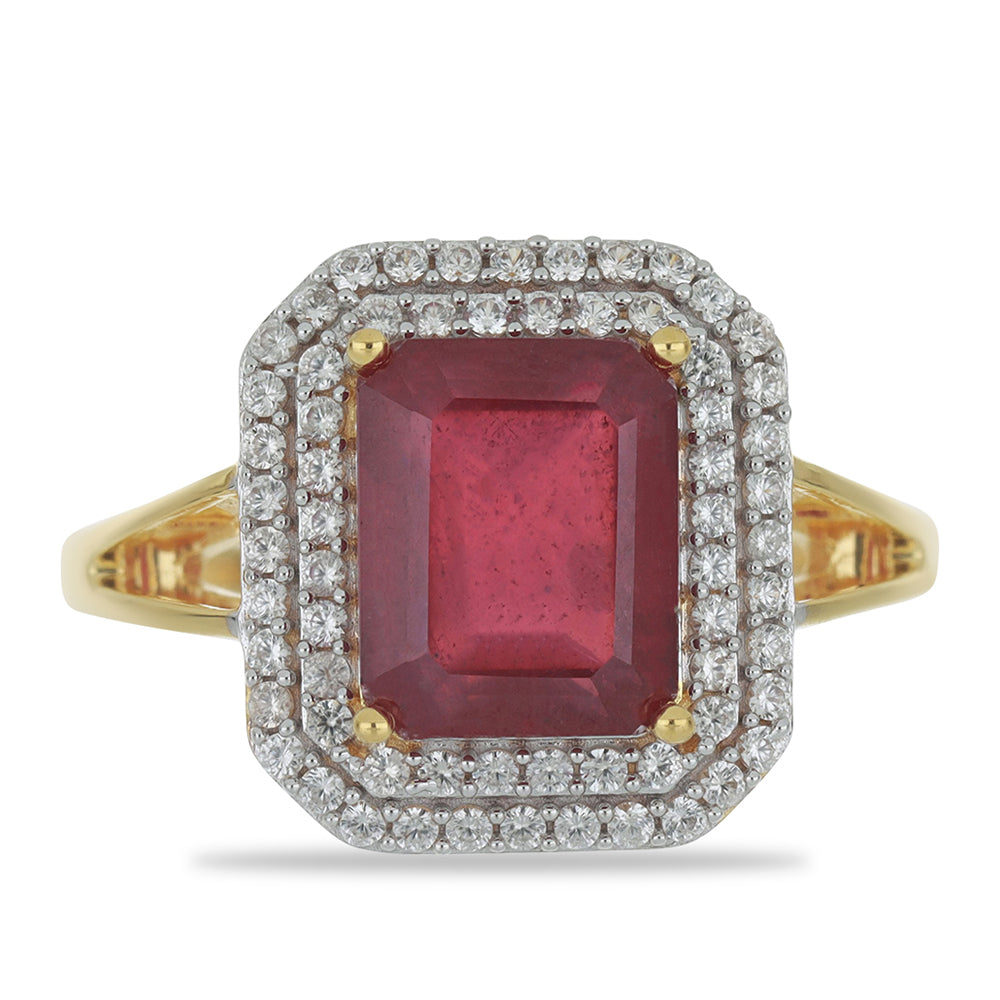 Anillo de Oro 9K con Rubí de Madagascar y Zircón blanco natural 1 