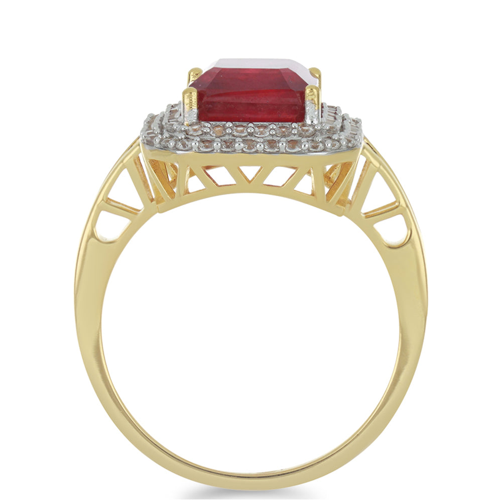 Anillo de Oro 9K con Rubí de Madagascar y Zircón blanco natural 2 