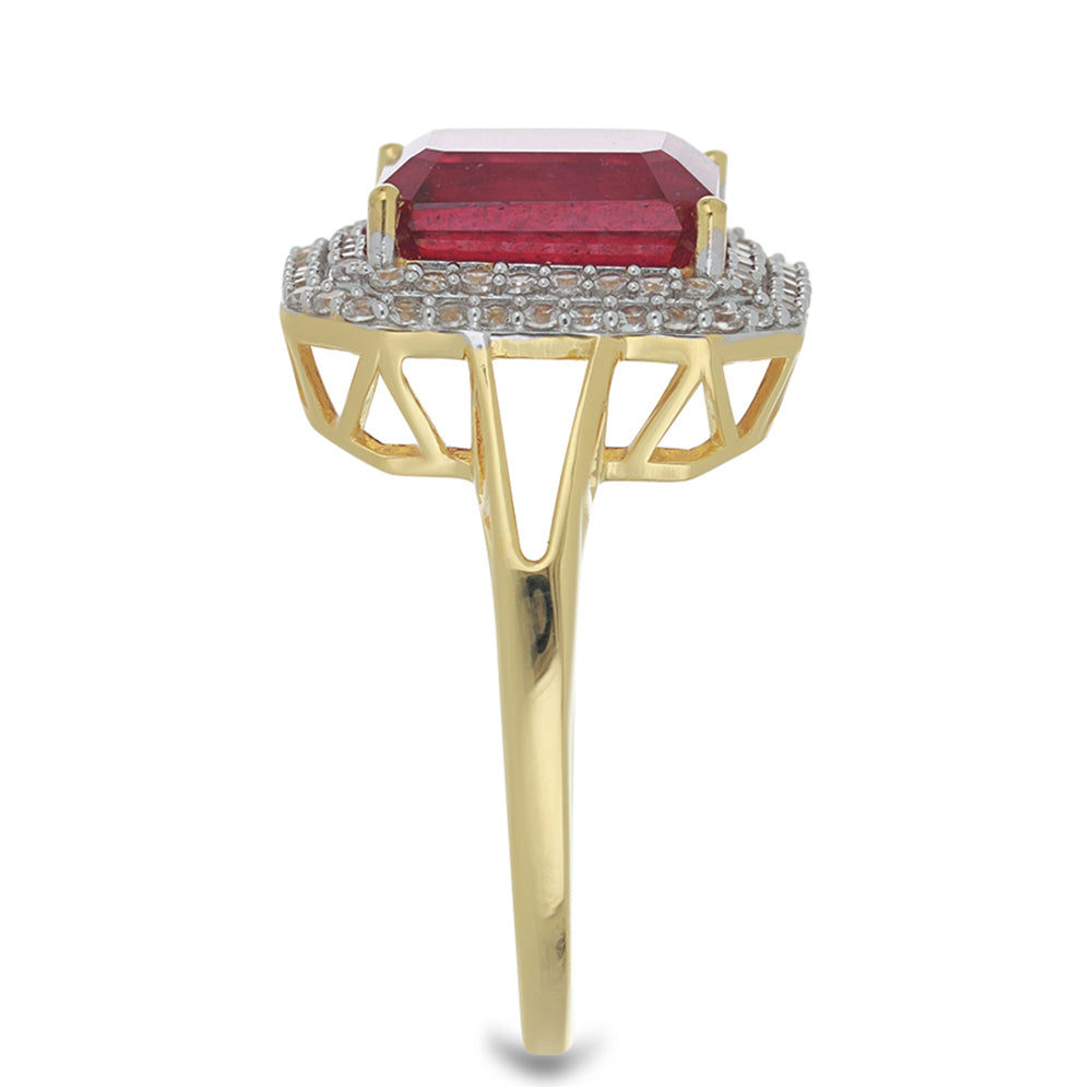 Anillo de Oro 9K con Rubí de Madagascar y Zircón blanco natural 4 