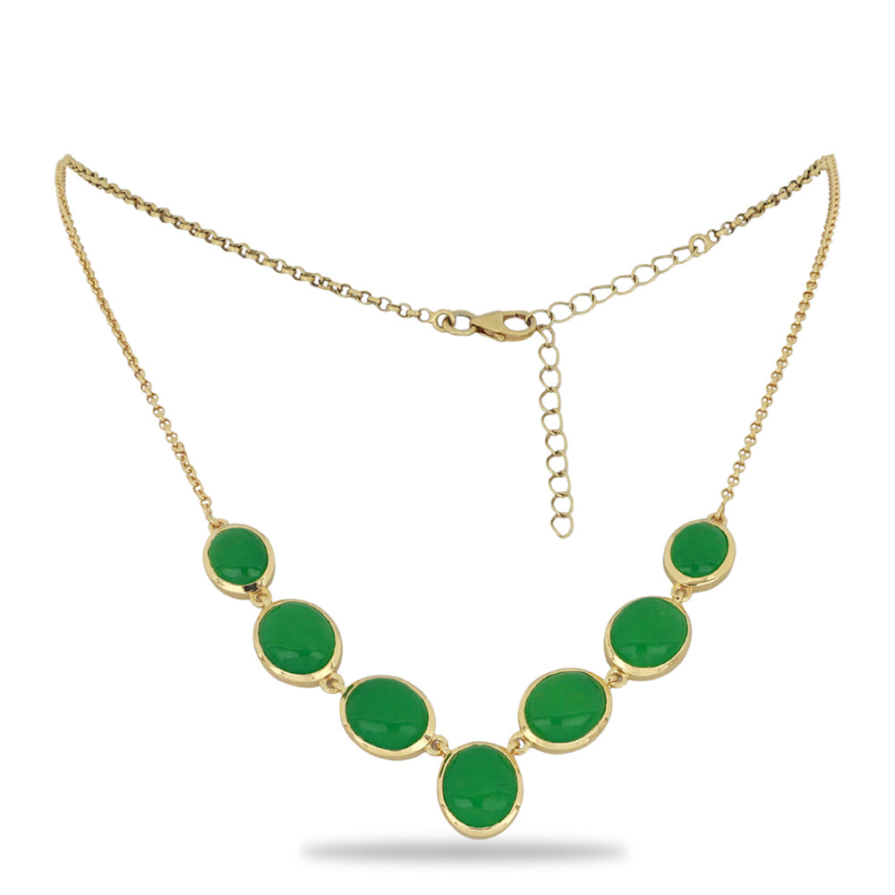 Collar de Plata Bañada en Oro con Jadeíta verde del Río Marsden 1 