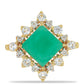 Anillo de Plata Bañada en Oro con Esmeralda de Brasil y Topacio Blanco
