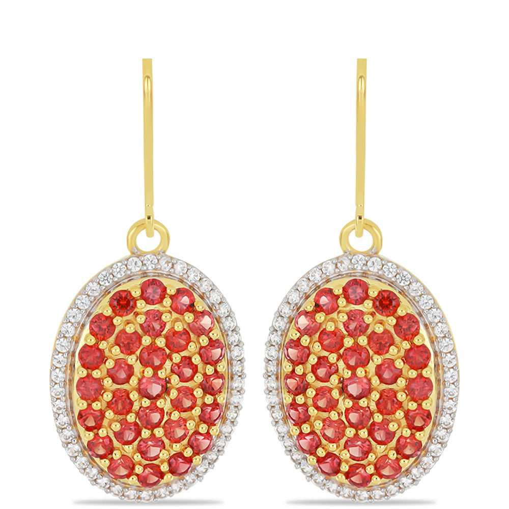 Pendientes de Oro 9K con Rosario rojo de zafiro y Zircón blanco natural 1 