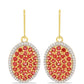 Pendientes de Oro 9K con Rosario rojo de zafiro y Zircón blanco natural
