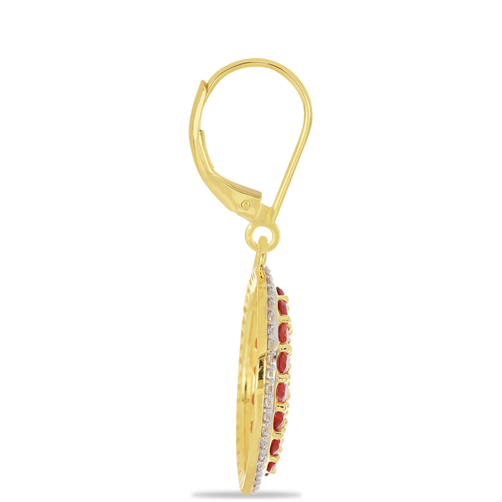 Pendientes de Oro 9K con Rosario rojo de zafiro y Zircón blanco natural 2 