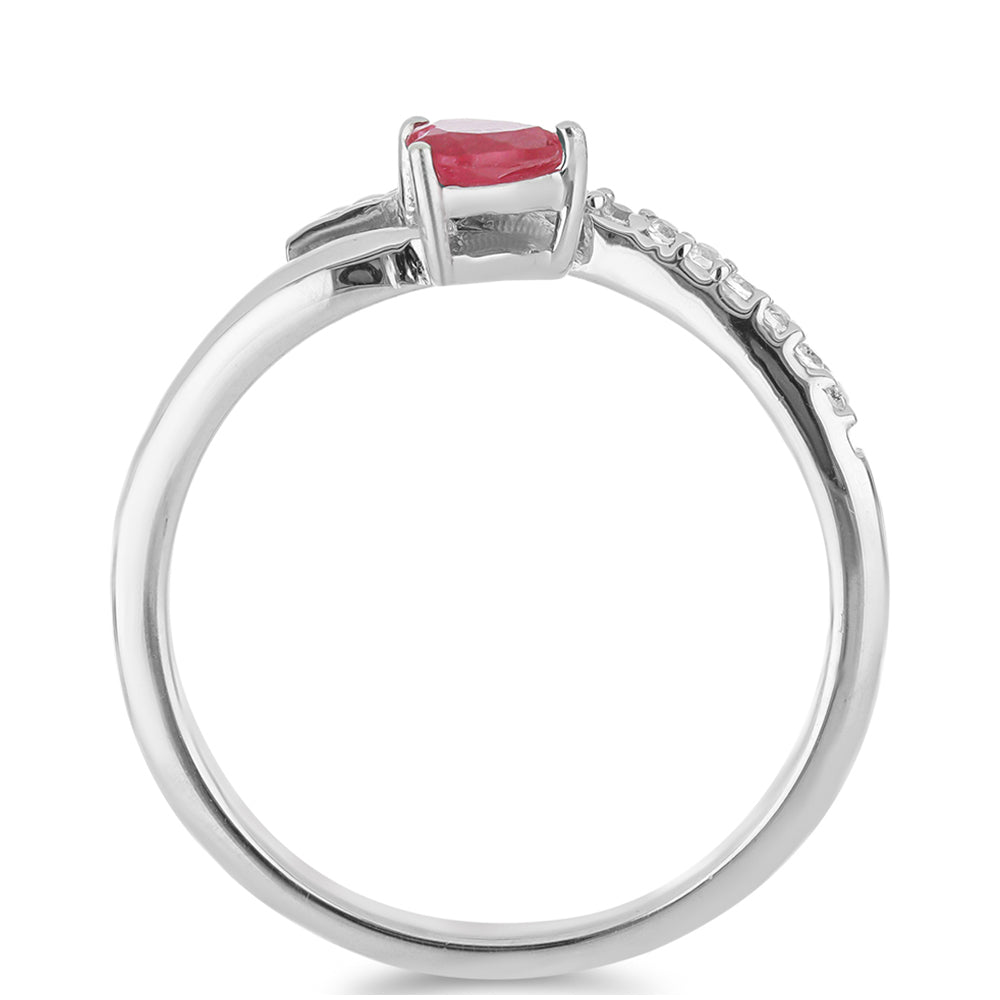 Anillo de Plata con Rubí de Madagascar y Topacio Blanco 2 