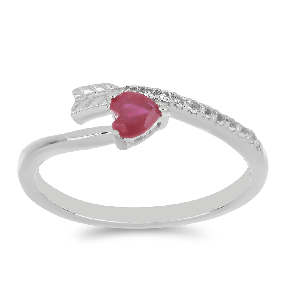 Anillo de Plata con Rubí de Madagascar y Topacio Blanco