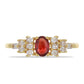 Anillo de Oro 9K con Rosario rojo de zafiro y Zircón Blanco