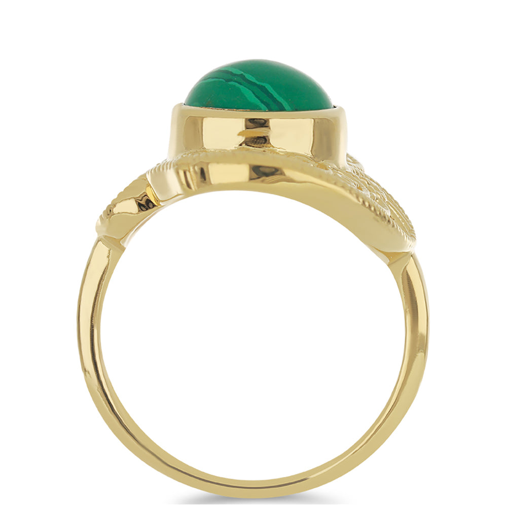 Anillo de Plata Bañada en Oro con Malaquita 2 