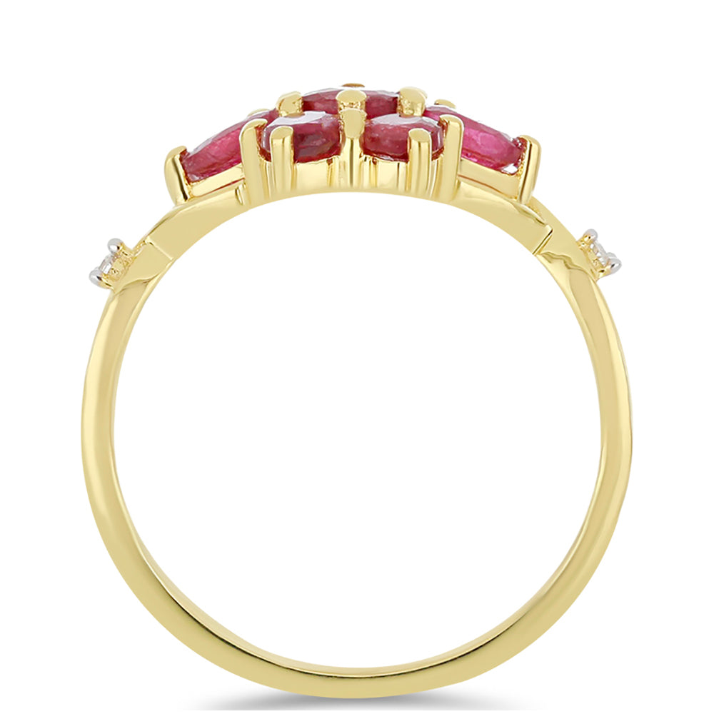 Anillo de Oro 9K con Rubí de Madagascar y Diamante blanco 2 