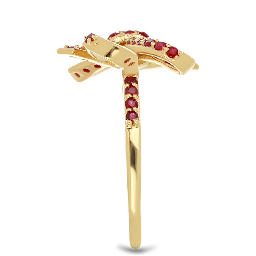 Anillo de Plata Bañada en Oro con Rubí de Madagascar 4 