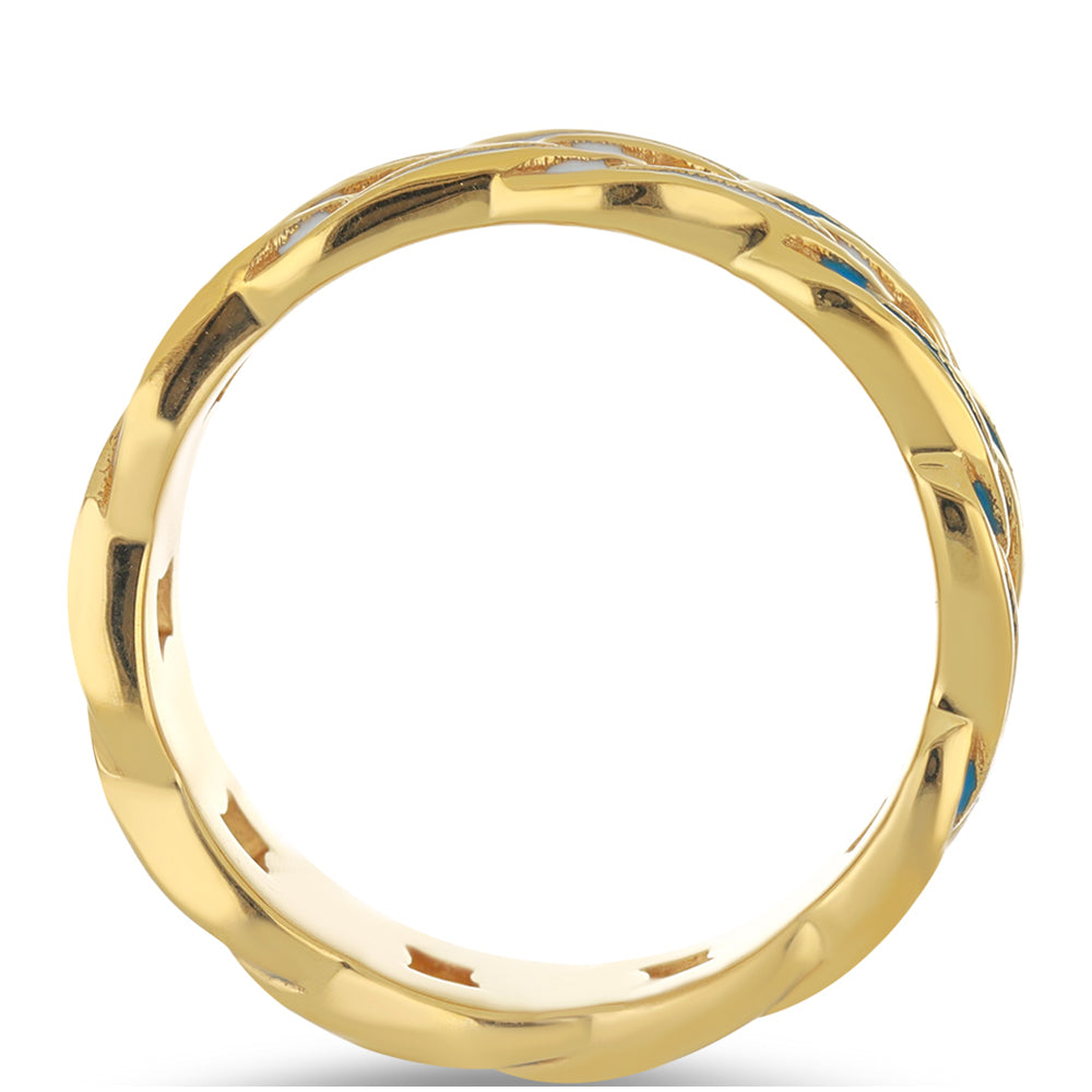 Anillo de Plata Bañada en Oro con Esmalte 2 