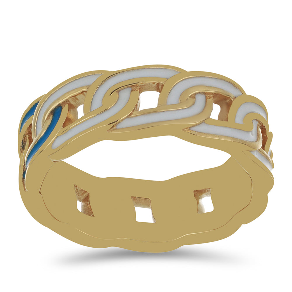 Anillo de Plata Bañada en Oro con Esmalte 3 
