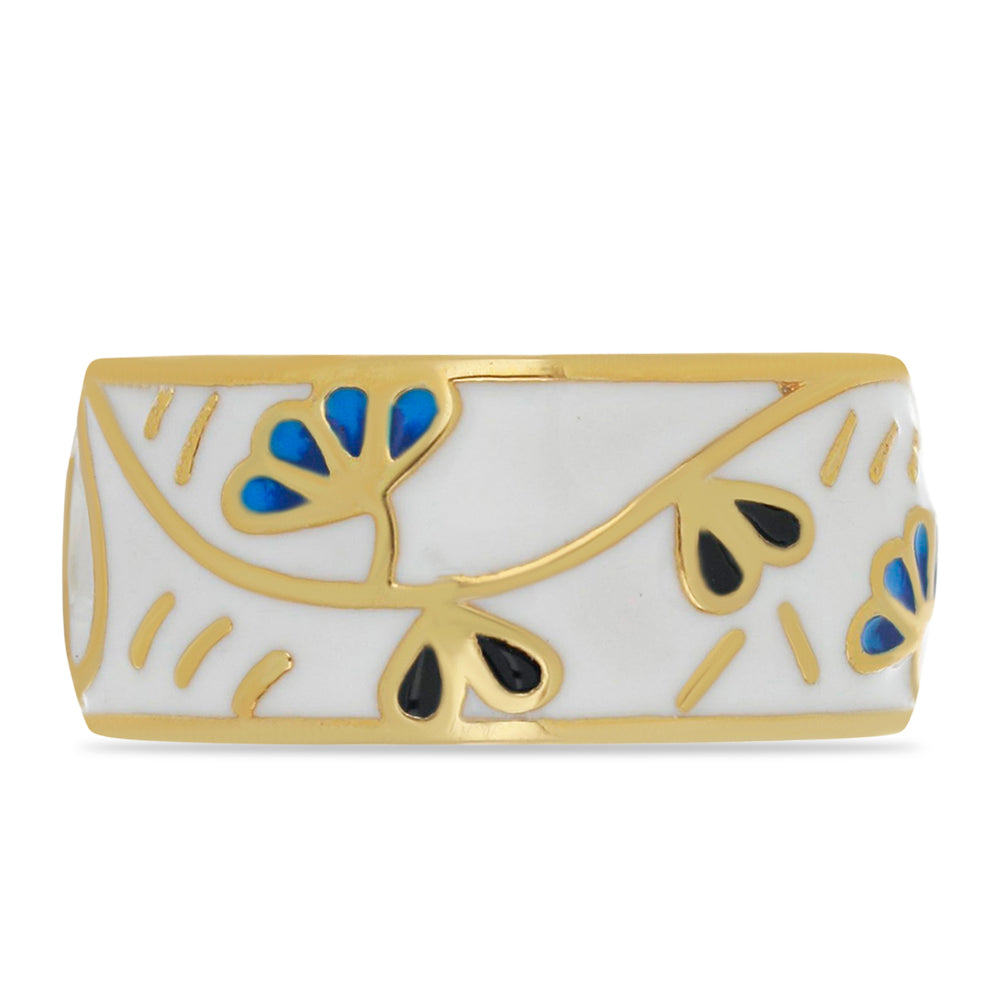 Anillo de Plata Bañada en Oro con Esmalte 1 