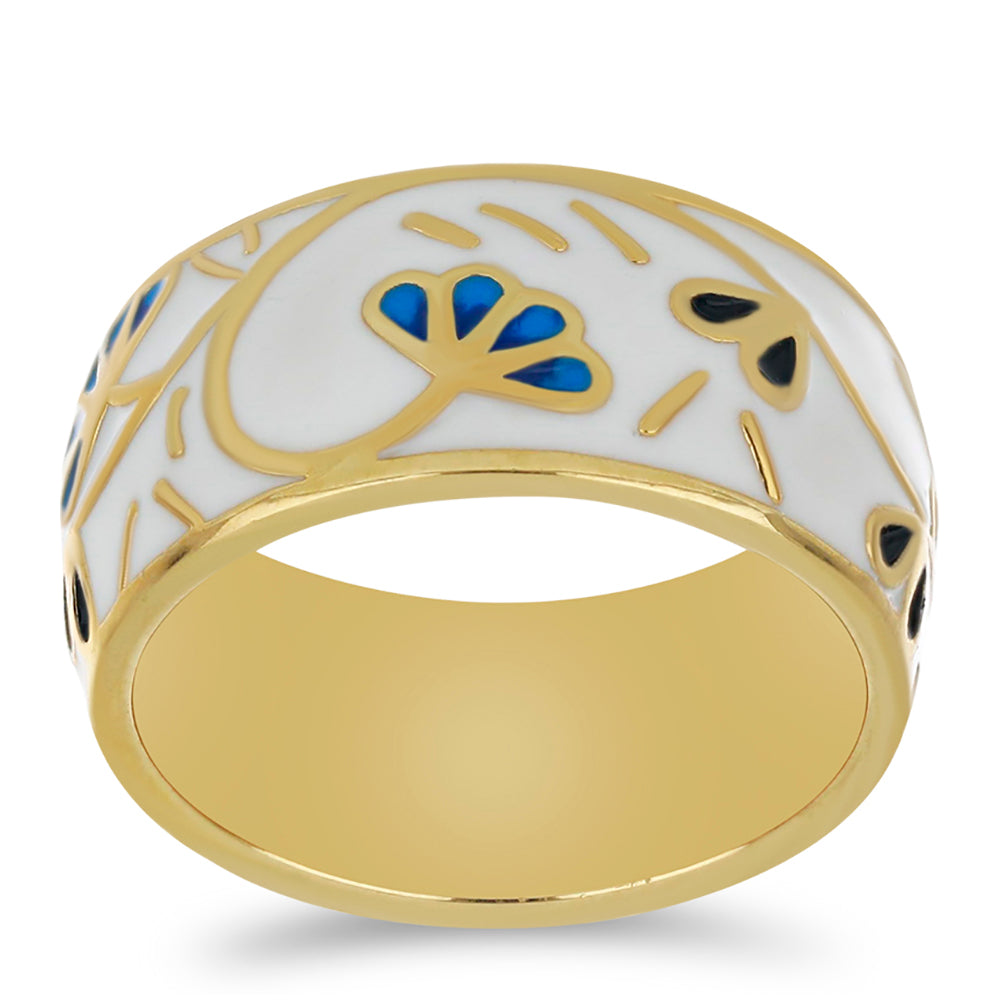 Anillo de Plata Bañada en Oro con Esmalte 3 
