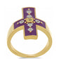 Anillo de Plata Bañada en Oro con Esmalte y Peridoto de Changbai
