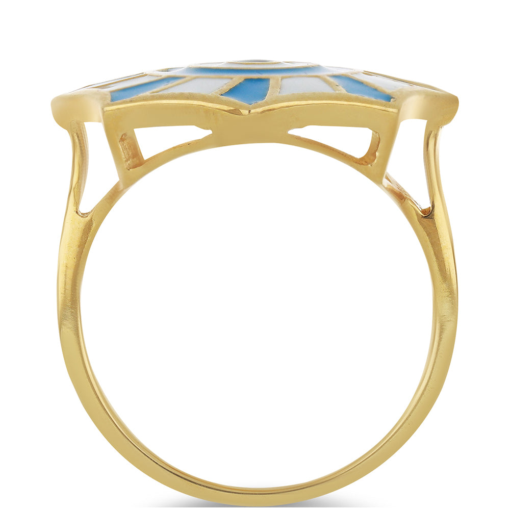 Anillo de Plata Bañada en Oro con Esmalte 2 