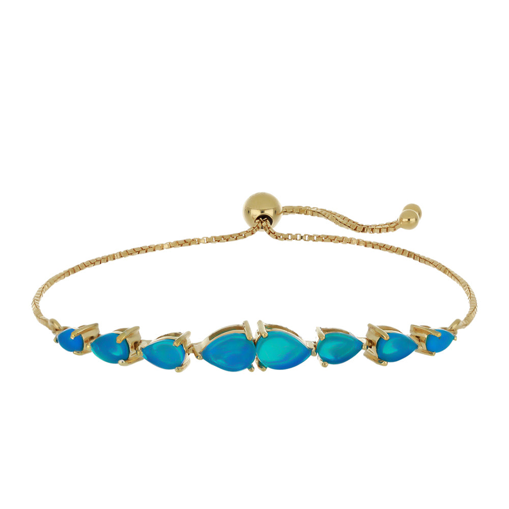Pulsera de Plata Bañada en Oro con Ópalo Azul Paraiba de Etiopía 1 