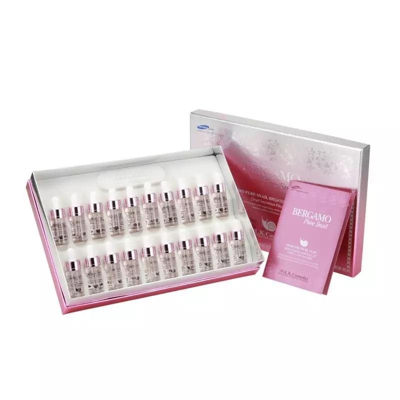 BERGAMO Pure Snail Ámpula Aclaradora. Set de 20 piezas, 20 x 13 ml