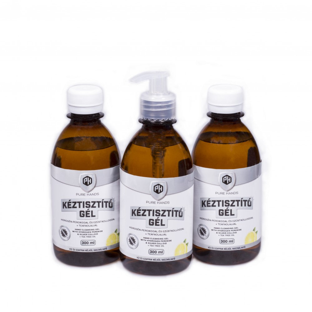3 x  300ml Pure Hands Hand Wash Gel with Hydrogen Peroxid, Colloidal Silver and Tea Tree Oil 1 