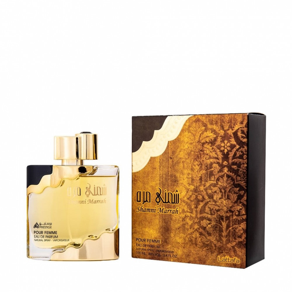 100 ml Eau De Parfum Lattafa Shamni Marrah Femme Dulce fragancia oriental de rosa y vainilla para mujer 1 